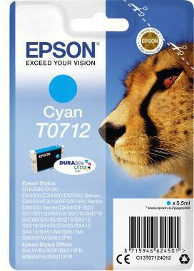 Epson Tintenpatrone T0712 cyan 5,5 ml – Originalzubehör für brillante Druckergebnisse