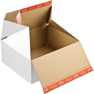 ColomPac Premium CP155.155 Blitzbodenkarton – Weißer Versandkarton mit Selbstklebeverschluss, 1-wellig