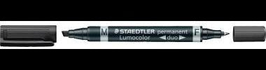 STAEDTLER Lumocolor Duo 348 B Permanentmarker – Rund- & Keilspitze, nachfüllbar, schwarz