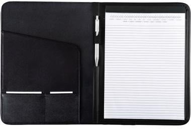 Alassio Schreibmappe Savona 30099 A4 Lederimitat schwarz – Konferenzmappe mit Schreibblock