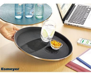 Esmeyer Serviertablett TENNESSEE 307-010, 35,5 cm, rund, Fiberglas, schwarz, Antirutsch