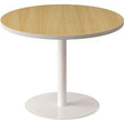 easyDesk Beistelltisch 80 cm buche – melaminharzbeschichtete Platte, weißes Stahlgestell