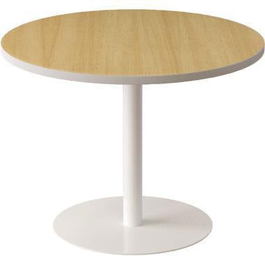 easyDesk Beistelltisch 80 cm buche – melaminharzbeschichtete Platte, weißes Stahlgestell