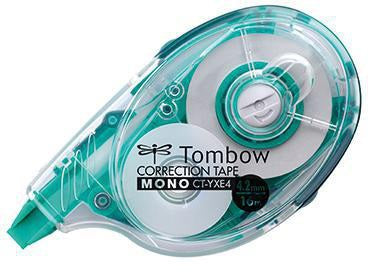Tombow MONO YXE4 Korrekturroller 4,2 mm x 16 m – Nachfüllbar, seitliche Anwendung, transparentes Gehäuse