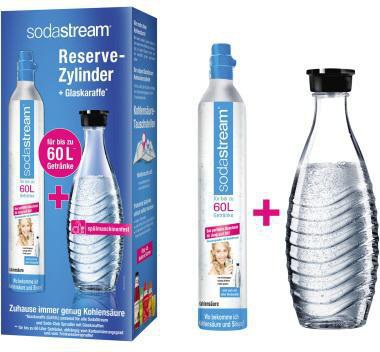 SODASTREAM CO2-Zylinder 1100065490 mit 1 l Glasflasche – Für Crystal 2.0, Easy One Touch & Easy