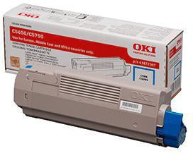 OKI Toner 43872307 Cyan – Originaltoner für ca. 2.000 Seiten, Kompatibel mit C 5650 und C 5750 Serie