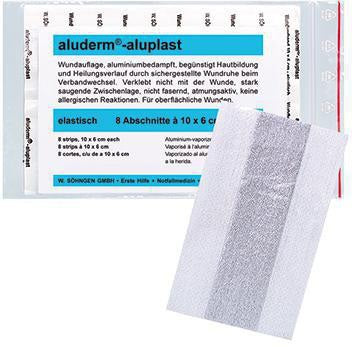 aluderm aluplast Wundverbandpflaster 10x6 cm – 12 Stück, elastisch, hypoallergen, Nachfüllset
