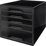 LEITZ Schubladenbox CUBE 52531095 mit 5 Schubladen in Schwarz, DIN A4, stapelbar