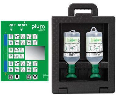 PLUM Augenspülstation iBox 2 mit 2x 500 ml Eyewash – Wandmontage, sofort einsatzbereit