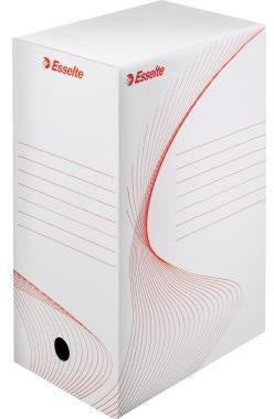 ESSELTE Archivschachtel 128602 DIN A4 weiß – Wellpappe recycelt, mit Deckel & Griffloch