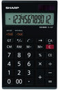 SHARP Tischrechner EL-125TWH schwarz – 12-stelliges LCD-Display, Solar- und Batteriebetrieb