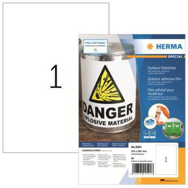 HERMA Outdoor Folienetiketten DIN A4 weiß 50 Stück – wetterfest, UV-beständig, extrem stark haftend