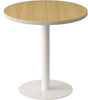 easyDesk Loungetisch G60.13.23 60 cm buche – Runder Beistelltisch mit weißem Stahlgestell