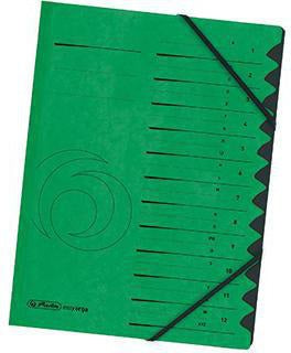 Herlitz Ordnungsmappe 10843316 – DIN A4, 12 Fächer, Karton blau, mit Gummizug
