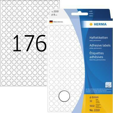 HERMA Markierungspunkt 2210 8mm Papier weiß 5.632 St./Pack. – Selbstklebende Etiketten