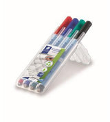 STAEDTLER Lumocolor correctable 305 Folienstift F 0,6 mm – 4er Set farbig sortiert, abwischbar