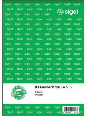 SIGEL Kassenbericht KA515 DIN A5 50 Blatt – Formularbuch für Brutto- und Nettoverbuchung