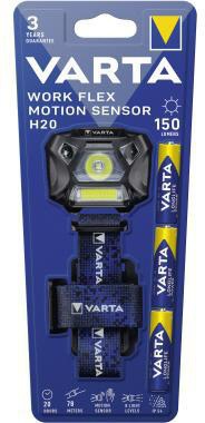 VARTA Stirnlampe Work Flex Motion Sensor H20 mit 150 lm und Bewegungssensor