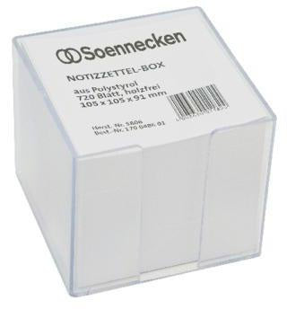 Soennecken Zettelbox 5806 – Transparente Kunststoffbox mit 720 weißen Blättern, 10,5 x 10,5 x 9,1 cm