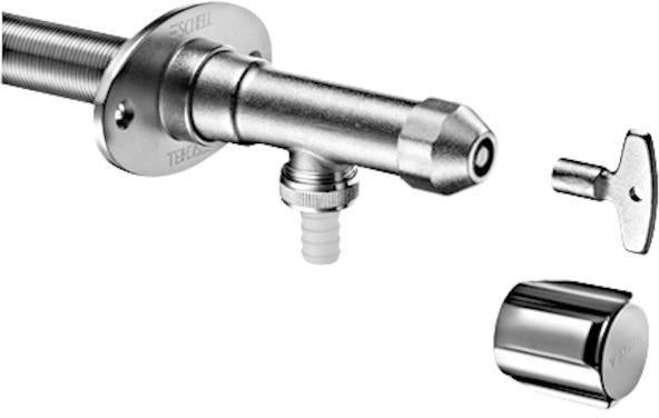 SCHELL Außenwandarmatur POLAR II Set – frostsicher, mattchrom, Installationsbausatz