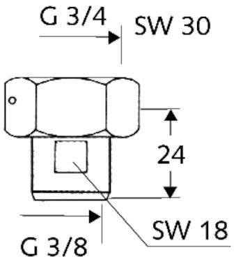 SCHELL Wasserzähler-Verschraubung 3/4" IG x 3/8" AG, Messing verchromt, mit Plombiervorrichtung