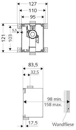 SCHELL UP-Urinal-Druckspüler COMPACT II Unterputz mit Vorabsperrung 1/2 Zoll