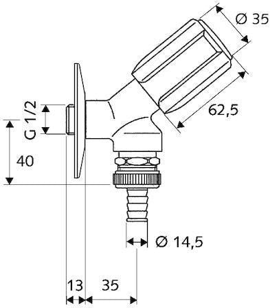 SCHELL Geräteschrägsitzventil SECUR RV, RB, gleichschließend, 1/2Z, chrom – abschließbarer Sanitärgriff