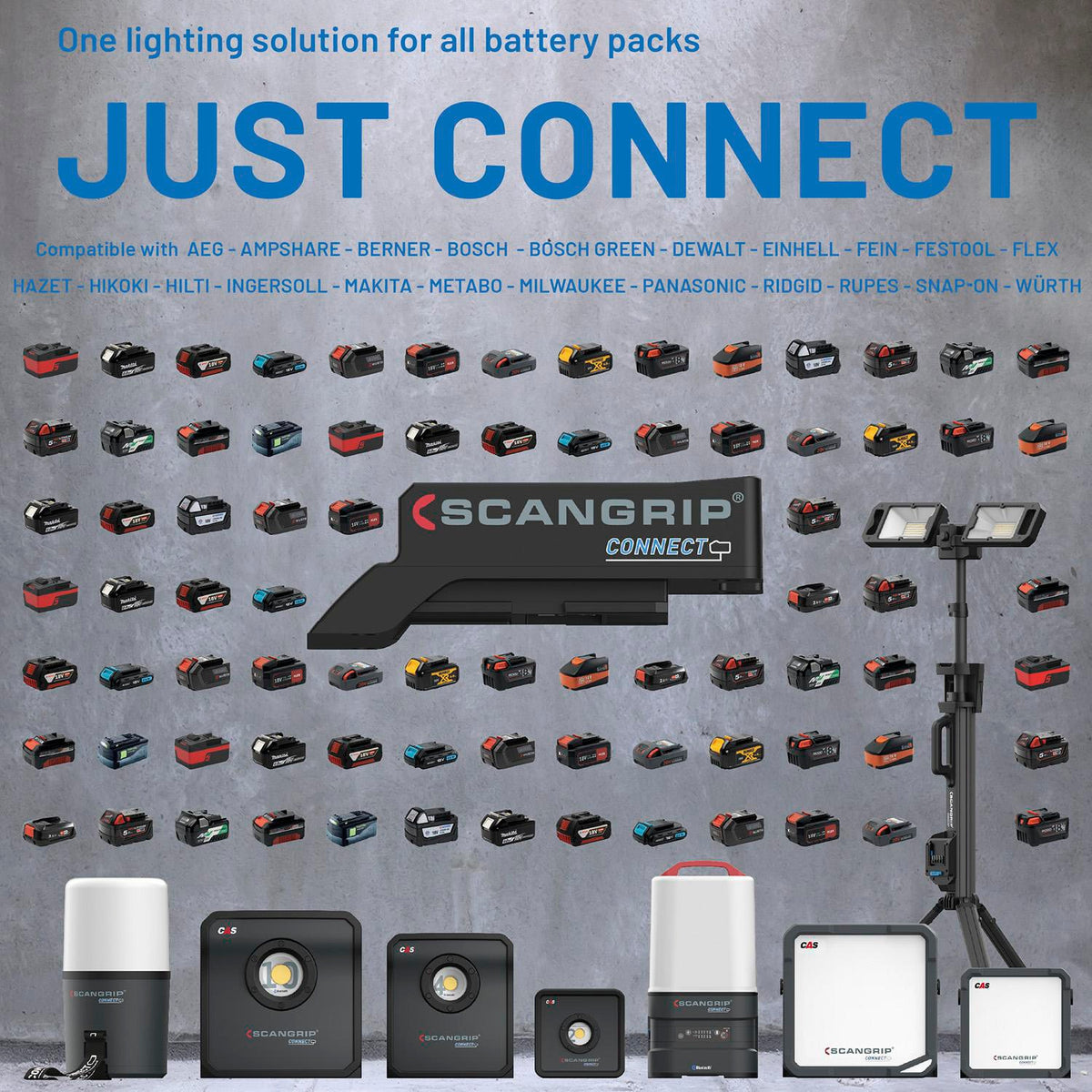 SCANGRIP DUO CONNECT LED-Strahler 108 W, 2500 lm, 18 V, IP30 – mit 2 flexiblen Leuchtenköpfen
