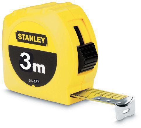 STANLEY Taschenrollbandmaß 3 m, 12,7 mm Band, mm/cm Teilung, EG II, Kunststoffgehäuse mit Feststeller