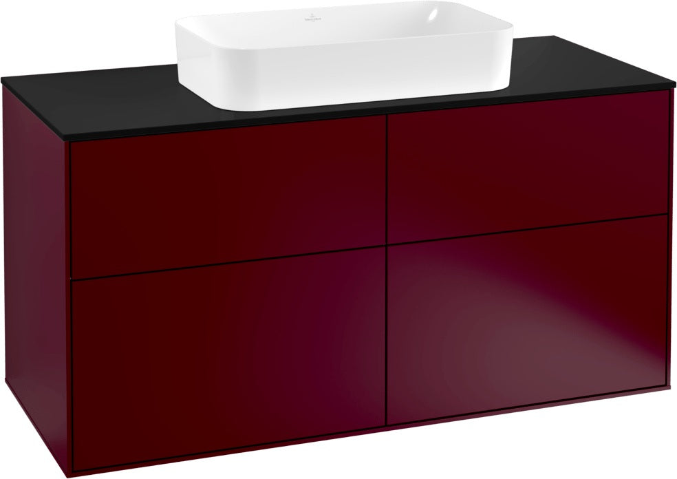 Villeroy & Boch Finion Waschtischunterschrank 1200 mm Anthracite Matt mit Glasabtrennungen und Push-to-open