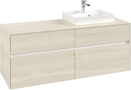Villeroy & Boch Waschtischunterschrank Collaro C075 B0 1400 mm White Oak mit Beleuchtung