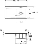 Villeroy & Boch Subway Style 50 Flat Spüle 880x490mm Ivory CeramicPlus flächenbündig