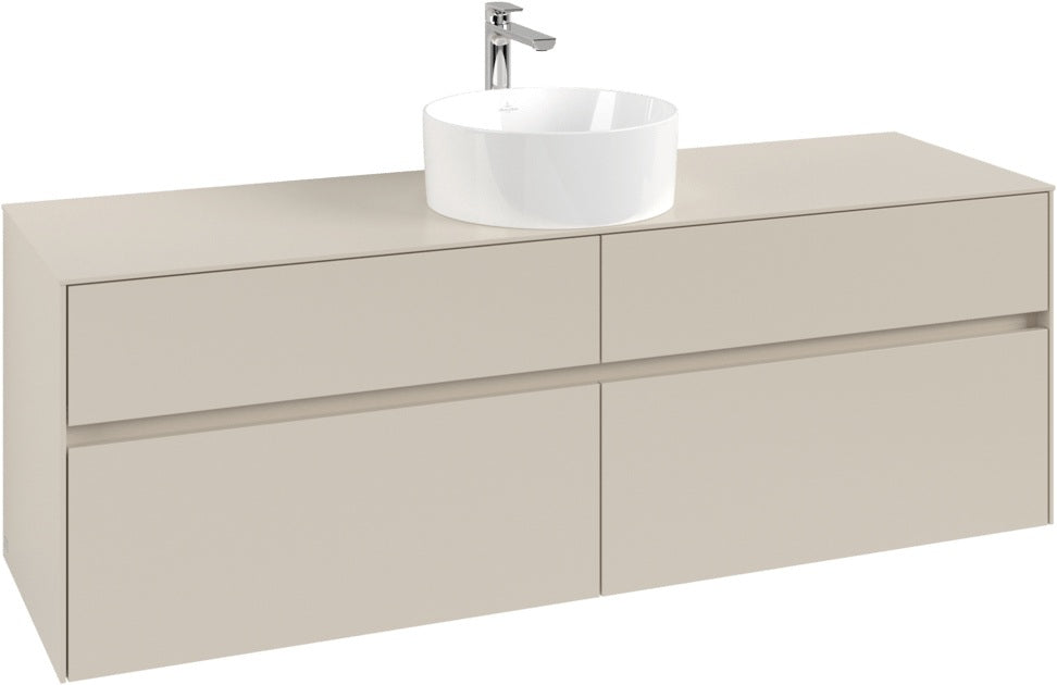 Villeroy & Boch Waschtischunterschrank Collaro C049 B0 1600 mm Cashmere Grey mit Beleuchtung und SoftClosing