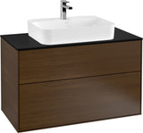 Villeroy & Boch Finion Waschtischunterschrank 1000 mm Anthrazit Matt Lackiert mit Glasabtrennung