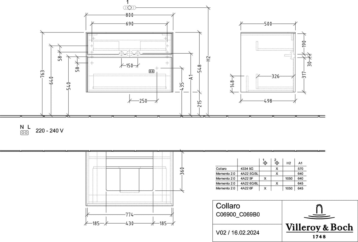Villeroy & Boch Waschtischunterschrank Collaro C069 Arizona Oak 800 mm mit SoftClosing