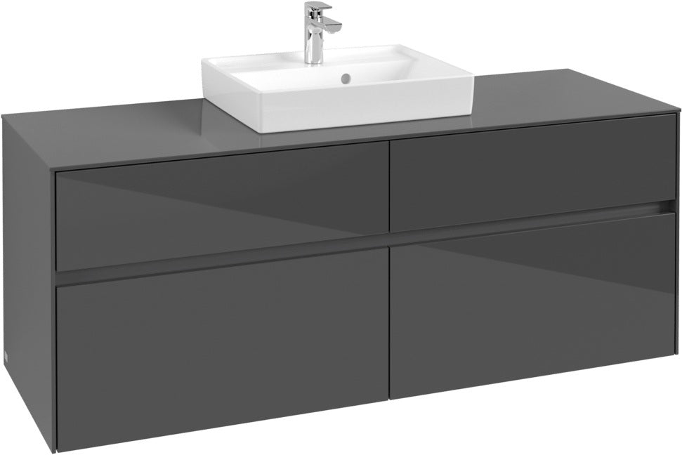 Villeroy & Boch Waschtischunterschrank Collaro C073 1400 mm Glossy Grey mit 4 Auszügen