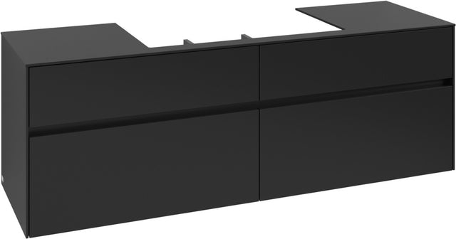 Villeroy & Boch Waschtischunterschrank Collaro C028 B0 1600 mm Volcano Black mit LED-Beleuchtung