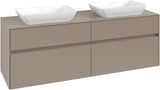 Villeroy & Boch Waschbeckenunterschrank Collaro C123 B0 1600 mm Taupe mit Beleuchtung und SoftClosing