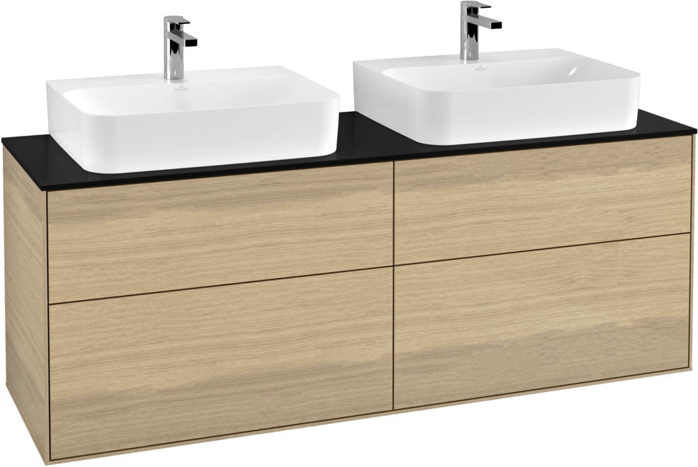 Villeroy & Boch Finion Waschtischunterschrank 1600 mm Anthracite Matt – 4 Auszüge, Tip-On, für 2 Waschbecken