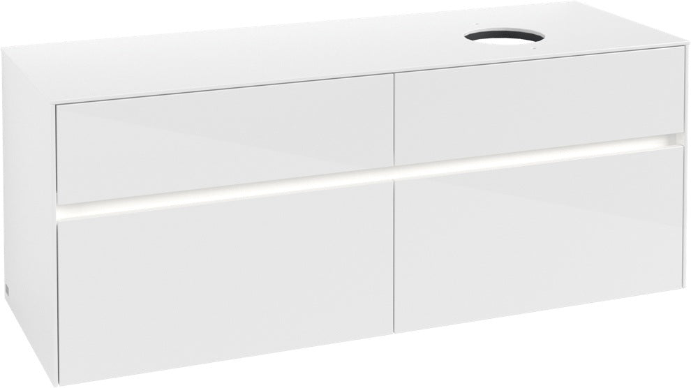 Villeroy & Boch Waschtischunterschrank Collaro C047 B0 1400 mm Glossy White mit Beleuchtung