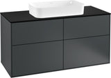 Villeroy & Boch Finion Waschtischunterschrank 1200 mm Anthracite Matt mit Glasabtrennungen und Push-to-open