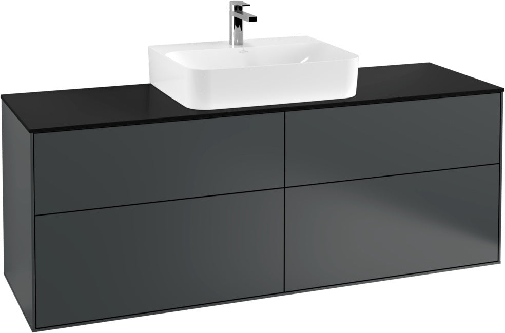 Villeroy & Boch Finion Waschtischunterschrank 1600 mm Anthrazit Matt mit Beleuchtung