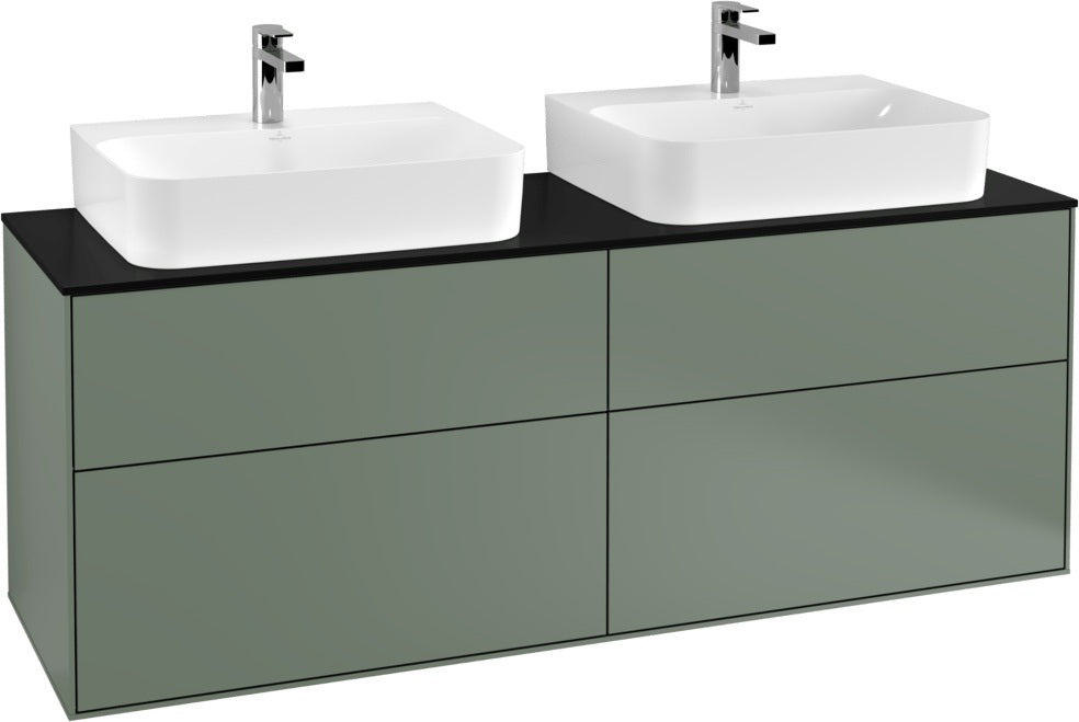 Villeroy & Boch Finion Waschtischunterschrank 1600 mm Anthracite Matt – 4 Auszüge, Tip-On, für 2 Waschbecken