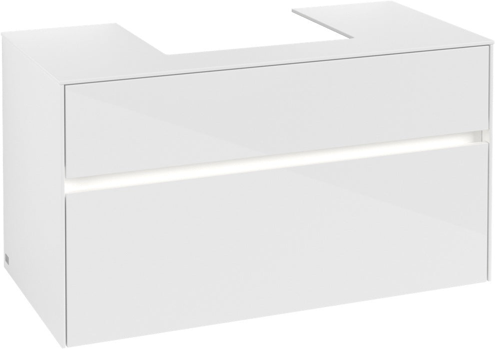 Villeroy & Boch Waschtischunterschrank Collaro C016 B0 1000 mm Glossy White mit LED-Beleuchtung