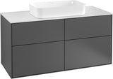 Villeroy & Boch Finion Waschtischunterschrank 1200 mm Anthracite Matt mit Glasabtrennungen und Push-to-open