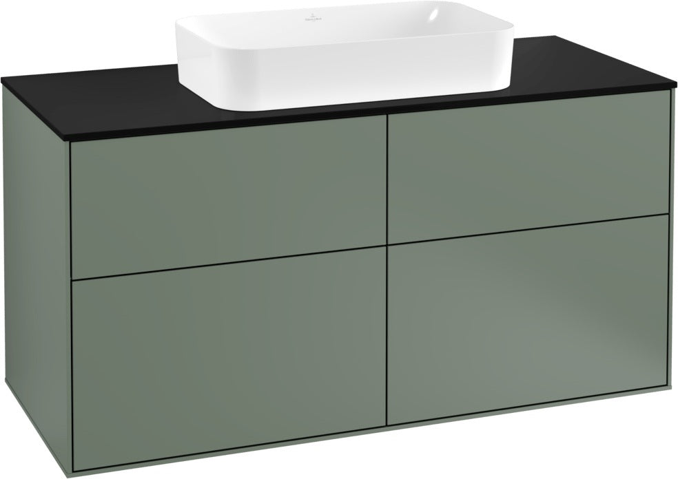 Villeroy & Boch Finion Waschtischunterschrank 1200 mm Anthracite Matt mit Glasabtrennungen und Push-to-open