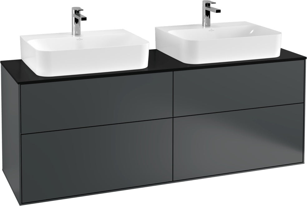 Villeroy & Boch Finion Waschtischunterschrank 1600 mm Anthracite Matt – 4 Auszüge, Tip-On, für 2 Waschbecken