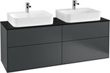 Villeroy & Boch Finion Waschtischunterschrank 1600 mm Anthracite Matt – 4 Auszüge, Tip-On, für 2 Waschbecken