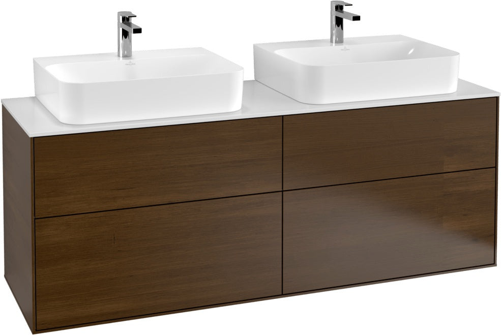 Villeroy & Boch Finion Waschtischunterschrank 1600 mm Anthracite Matt – 4 Auszüge, Tip-On, für 2 Waschbecken