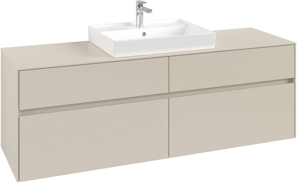 Villeroy & Boch Waschtischunterschrank Collaro C025 B0 1600 mm Cashmere Grey mit Beleuchtung und SoftClosing